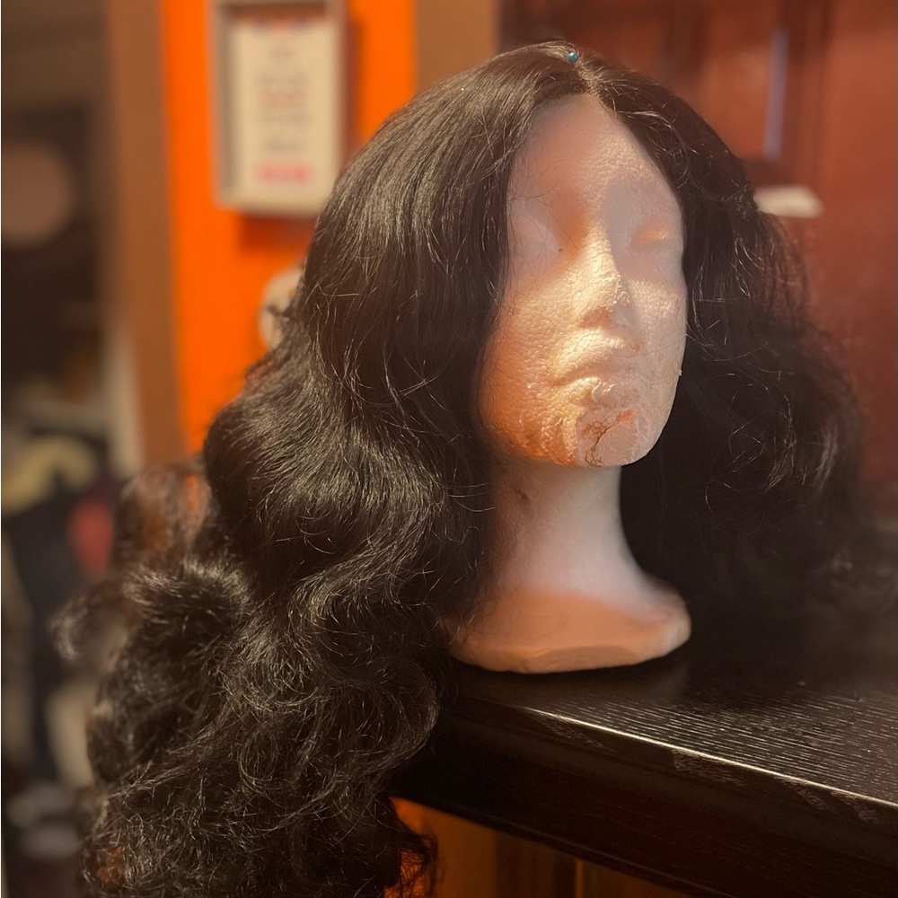 Black curly lace front long wig, Halloween, costume